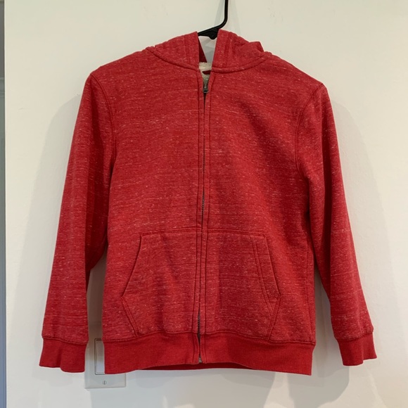 Cat & Jack target boys red fuzzy hoodie jacket zipper pockets size M 8/10 Sherpa - Picture 2 of 9
